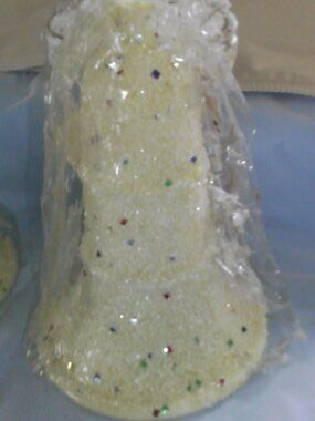 Vintage 1960s " Sugar" Glittered Christmas Bell North Hollywood Mfg. 2 Bells